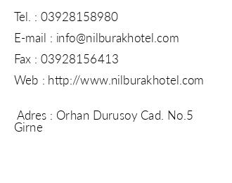 Nil Burak Hotel iletiim bilgileri
